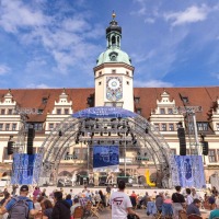 Die große Bühne der Leipziger Markt Musik vor dem Alten Rathaus