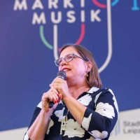 Skadi Jennicke, Bürgermeisterin für Kultur der Stadt Leipzig, bei der Abschlussveranstaltung